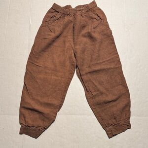 No. 6 Store 100% Linen Rust Brown Loungewear Jogger Pants Oversized Comfy Size 2